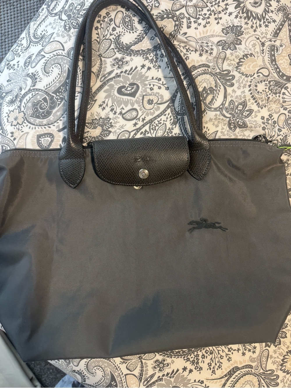 Longchamp Black Le Pliage Tote with Leather Trim - Picture 2 of 5